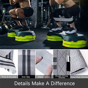 Ensemble de 3 bandes de butin pour femmes, gris clair/gris foncé/noir, vente en gros de bandes de résistance en tissu antidérapant pour le type de boucle de fitness - Product Image 6