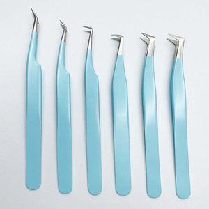 Pinces à cils professionnelles en acier inoxydable personnalisées à pointe droite et incurvée, prix raisonnable - Product Image 1