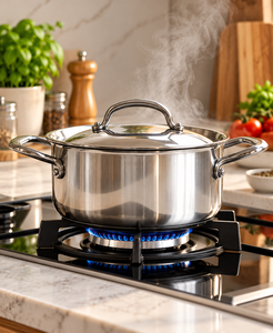 Casserole en acier inoxydable poli de qualité supérieure SS 304 avec couvercle assorti, poignée arquée, compatible induction, passe au lave-vaisselle - Product Image 6