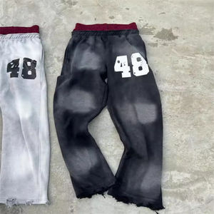 กางเกงวอร์มทรงหลวมสไตล์ลำลองน้ำหนักเบา Glory Custom รุ่น Distressed Acid Wash ขาบาน เอวสองชั้น ทรงขากระบอกใหญ่ สำหรับผู้ชาย รุ่น 2026 - Product Image 4