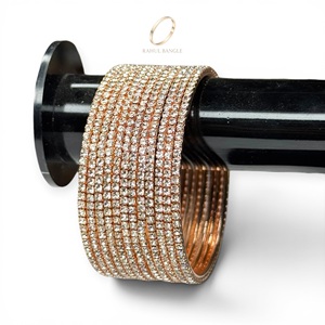 Conjunto de Pulseras Elegantes con Diamantes Americanos, Chapado en Oro, Brazaletes Modernos para Novia, Joyería India para Mujer, Venta al Por Mayor - Product Image 1