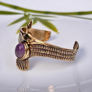 Brass eagle cuff bangle <b>amethyst</b> wholesale Fashion Brass Adjustable Cuff Bangle for Women Handmade Designer Stackable breselet - Product Image 3
