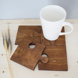 Sous-verres décoratifs en bois en forme de puzzle, article durable au design unique, très demandé en gros - Product Image 2