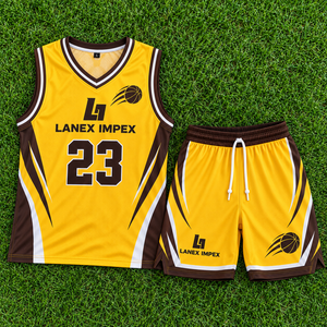 Ensemble de maillots et shorts de basketball en gros pour hommes, jeunes et équipes scolaires, uniforme personnalisé avec logo, numéro et nom imprimés par sublimation - Product Image 6