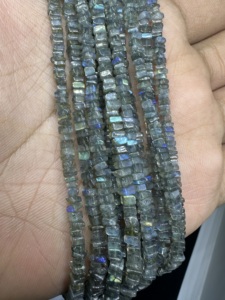 Labradorite Heishi Square , Labradorite Flat Square ,Labradorite Smooth Slice, 3mm, Good Quality with blue shining - Product Image 4