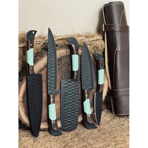 Juego de Cuchillos de Chef Profesionales de Acero al Carbono de 5 Piezas, Hechos a Mano por Ahmad Fabric, Mango de Resina, Funda de Cuero, Diseño Moderno, Personalizable - Product Image 5