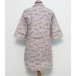 Women's elegant Natural <b>Boho</b> Cotton Shirt Dress Handmade Floral Print Knee-Length Straight Sleeve Eco-Friendly <b>Belt</b> Party Casual - Product Image 6