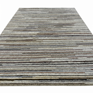 Alfombra Moderna Abstracta Lineal de Lana DECORDEC en Color Marfil, Marrón y Gris, con Textura de Rayas Rotas, Antideslizante y Ecológica para Sala de Estar u Hotel - Product Image 2