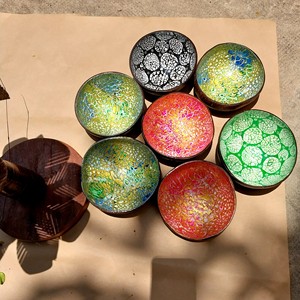 ชามเคลือบกะลามะพร้าวสีสันสดใสเป็นมิตรต่อสิ่งแวดล้อมชามเคลือบกะลามะพร้าวจากเวียดนามดีไซน์หลากหลาย - Product Image 6