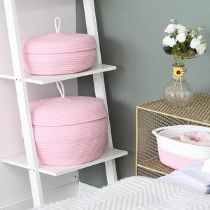 Cesta de almacenamiento tejida de algodón, organizador multiusos para juguetes, calcetines, cosméticos - Product Image 4