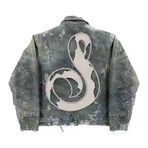 Blouson en jean décontracté Sophia pour homme, collection Hiver 2023, imperméable, col montant, boutons en corne, teint en fil, style motard et safari, couleur unie - Product Image 5