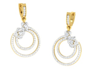 Pendientes de Lujo con Doble Círculo Chapado en Oro y Circonita Cúbica Floral para Mujer, Regalo de Joyería para Bodas y Fiestas - Product Image 1
