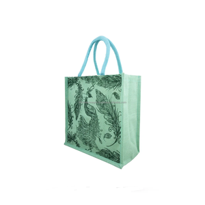 Best Selling Premium Quality Eco-Friendly Jute <b>Tote</b> <b>Bag</b> Zipper Closure Geometric Pattern Customized Design Tape Handle - Product Image 2
