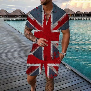 ชุดเสื้อโปโลลำลองผู้ชาย ชุดวอร์มแบบกำหนดเอง เสื้อยืดและกางเกงขาสั้นผู้ชายพร้อมซิป - Product Image 6