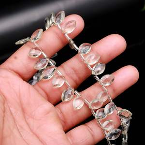 Cuentas facetadas de amatista verde natural, talladas en forma de marquesa, perforadas lateralmente, para la fabricación de joyería, 7x12-8x13mm, precio de mayorista. - Product Image 2