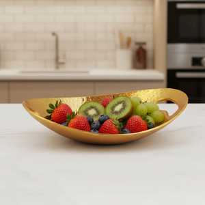 Frutero Zenith de Metal Dorado con Diseño Moderno Pulido, Ecológico y Duradero para Decoración del Hogar y Aperitivos, Apto para Lavavajillas - Product Image 1