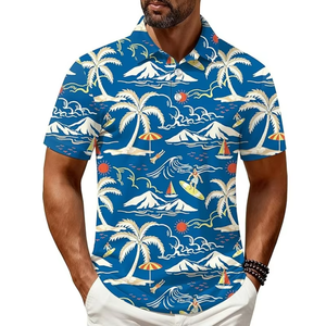 Chemise Polo Hawaïenne pour Homme, Imprimé Tropical, Manches Courtes, Décontractée, Vacances, Aloha, Vêtements de Plage - Product Image 1