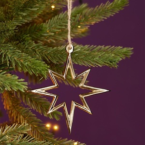 Ornements de Noël en métal en forme d'étoiles à suspendre pour la décoration de l'arbre, accessoires saisonniers pour les fêtes de Noël et les célébrations à la maison - Product Image 1