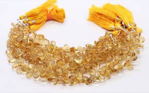 Natural Yellow Citrine Smooth Pear Shape Briolette 5x7-6x8MM Citrine Gemstone Beads 8 Inch Strand Premium Quality Citrine Beads - Product Image 5