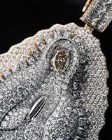 Pendentif en argent 925 avec moissanite, motif mosaïque glacée, collier hip-hop, bijoux personnalisés, design unisexe, plaqué rhodium