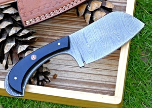 Cuchillo Mini Cleaver de Damasco Hecho a Mano con Hoja Recta y Punta Caída, Mango de Madera y Cuerno, Personalización ODM por TARJ ENTERPRISES - Product Image 5