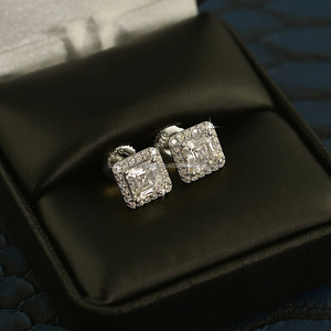 IGI/GIA Lab Grown princesa Pendientes de diamantes Pendientes de oro de 14kt Joyería de diamantes Pendientes DE BODA Laboratorio creado - Product Image 1