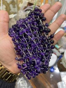 Natural <b>Amethyst</b> Drop Beads 925 Silver Wire Gemstone Chain for Jewelry Making Necklace <b>Bracelet</b> - Product Image 4