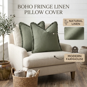 Housse de <span class=keywords><strong>coussin</strong></span> carrée en lin à franges style bohème, décorative pour canapé d'hôtel et chambre à coucher, vente en gros OEM - Product Image 1