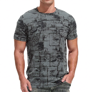 Men's <b>Red</b> Print Short Sleeve T-<b>Shirt</b> Slim Fit O-Neck Casual Knitted Breathable Polyester <b>Shirt</b> - Product Image 6