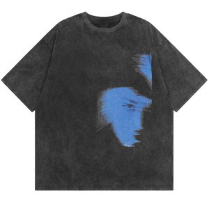 High Demands Custom Logo Men's Black <b>Acid</b> Wash T-shirts Cotton Short Sleeves Loose Quick Breathable <b>Drop</b> Shoulder Streetwear Men - Product Image 1