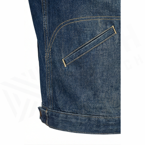 Veste en jean délavé pour homme, coupe classique, fermeture éclair sur le devant, style décontracté automne, en coton tissé bleu - Product Image 5