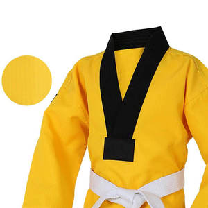Uniforme de Taekwondo Amarillo para Niños, de una Pieza, de Algodón Transpirable, Corte Regular, Ropa de Artes Marciales para Niños, Incluye Cinturón Blanco - Product Image 5