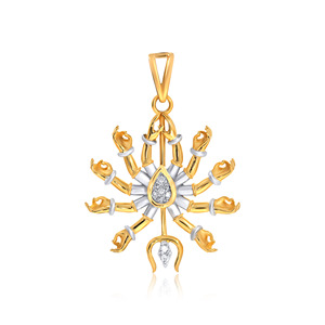 Pendentif élégant en or plaqué avec diamants de laboratoire Radiant Sun, design floral en pétales et accent goutte d'eau, bijoux de mode - Product Image 1