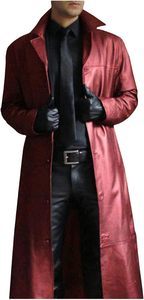 Manteau trench en cuir pour homme avec col à revers, manches longues, fermeture boutonnée - Léger et réversible pour les jours froids - Product Image 4