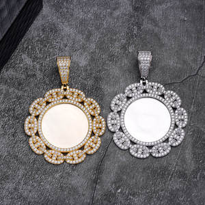 Luxury <b>Solid</b> <b>Gold</b> Filled Moissanite Flower <b>Pendant</b> Charm Round Brilliant Cut Micro Insert Unisex Everyday Wear Jewelry - Product Image 1