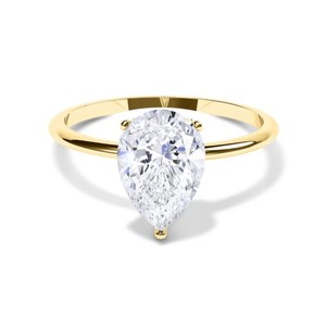Anillo de Compromiso de Moissanita con Corte de Pera de 8x12mm, Plata de Ley 925, Engaste de Garras, Bañado en Rodio, Certificado, Elegante, Brillante y Moderno - Product Image 1