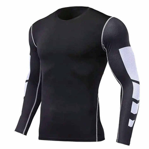 Traje de Compresión para Hombre con Logotipo Personalizado al por Mayor, Transpirable, Ecológico, de Spandex/Poliéster, Top de Entrenamiento Más Vendido - Product Image 2