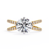 Bague de fiançailles en moissanite taille ronde avec bande croisée, bijou de mariage solitaire pour femme