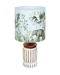 Animal Print Ribbed Ceramic <b>Round</b> <b>Table</b> Lamp <b>Bedside</b> Light Jungle Wildlife Decor for Living Room Nursery Housewarming - Product Image 2