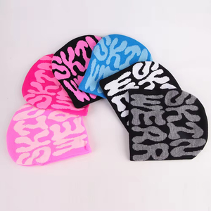 Black <b>Beanie</b> <b>Men</b> Women Unisex Acrylic <b>Beanie</b> <b>Hat</b> Letter Pattern Jacquard Knit Street Style 56-58CM Casual Fit Adult Winter <b>Hat</b> - Product Image 3