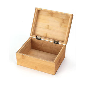 Boîte de rangement en bois de bambou non peint avec couvercle à charnière, design moderne, réutilisable, écologique, décoration intérieure, 6,7x5,1x2,2 pouces, artisanat - Product Image 3