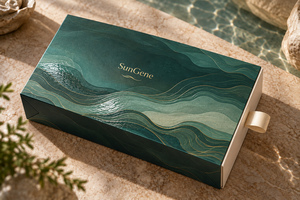 กล่องบรรจุภัณฑ์ผลิตภัณฑ์บำรุงผิวแบบริบบิ้นคู่ รุ่น Custom Jade Tidal Serum - Product Image 5
