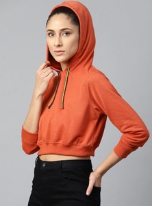 Sudadera con capucha para mujer, color sólido, manga larga, de punto, de algodón, para otoño - Product Image 5