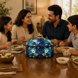 Casserole décorative en émail floral Marvel Handicrafts avec couvercle et poignées dorées – Ustensile de cuisine haut de gamme pour la cuisine, la salle à manger ou comme cadeau - Product Image 2