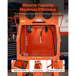 "245 Gallon Heavy Duty Steel <b>Sandblasting</b> Cabinet with 32 Gallon Media Hoarding & Manual Cleaning" - Product Image 2