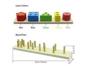 Rompecabezas de Madera para Clasificar y Apilar Formas, Juguete de Aprendizaje Montessori, Juego de Bloques Educativos para Combinar Colores para Niños Pequeños - Product Image 2