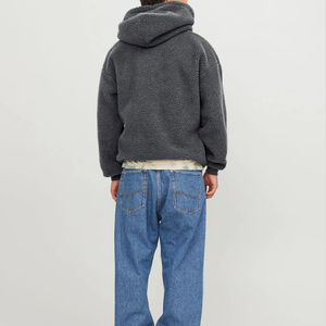 Sweat-shirt à capuche en molleton Sherpa surdimensionné pour homme, couleur unie, anti-boulochage, vêtement d'hiver décontracté, pull tricoté, coupe classique - Product Image 3