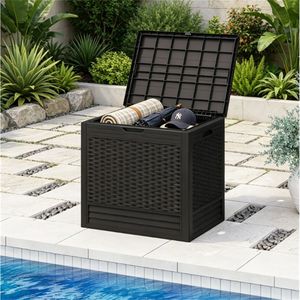 Caja de Almacenamiento para Terraza de Mimbre Resistente a la Intemperie de 25 Galones # # # #   Mesa Auxiliar de Almacenamiento para Patio Exterior - Product Image 4