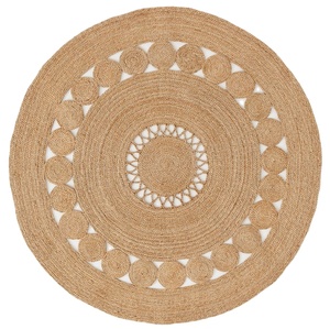 ชุดเซ็ทพรมปอกระเจาธรรมชาติ100% ทรงกลมทำด้วยมือดีไซน์ทันสมัยสำหรับตกแต่งบ้าน - Product Image 1