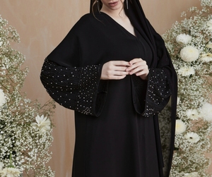 2026 New Beautiful Dubai Women Handmade Breathable Polyester Abaya Kaftan Turkish Style <b>Eid</b> Ramadan Daily Floor Length Long - Product Image 6